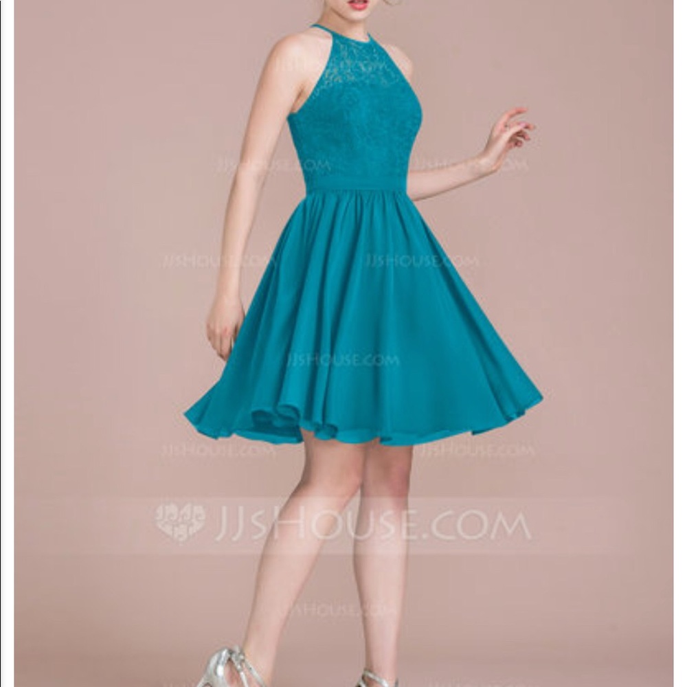 JJ House turquoise bridesmaid dress
